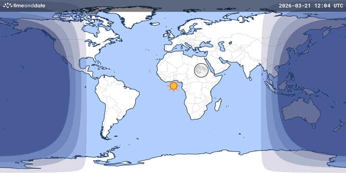 Map showing day and night parts of the world